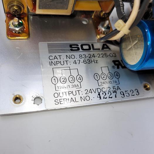 Used Sola 83-24-225-03 Power Supply 24 Vdc 2.5A