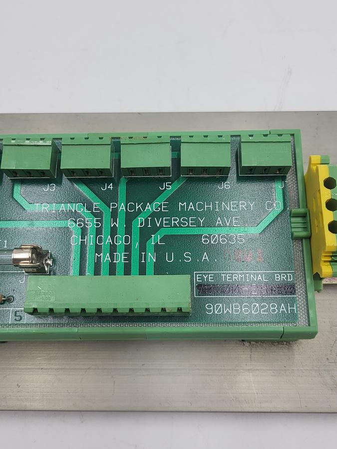 Used Triangle Package Machinery 90WB6028AH industrial terminal/circuit board 4 automated packaging machine & mounting plate