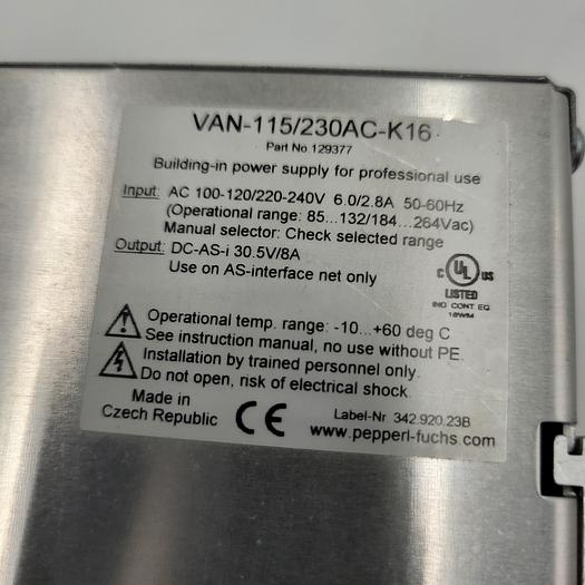 Used Pepperl Fuchs Power Supply van-115/230ac-k16 / 12977