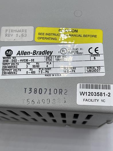 Used Allen-Bradley 2098-DSD-HV030-SE Ser B