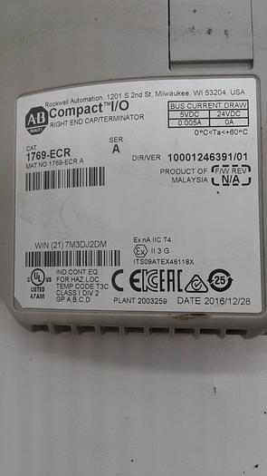 Used Allen-Bradley Compact I/O Right End Terminal 1769-ECR