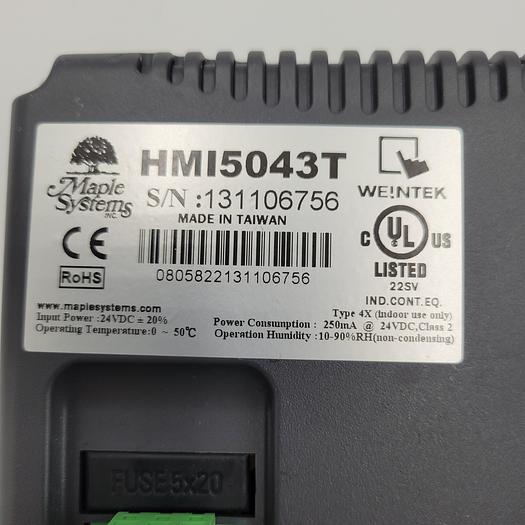 Used WEINTEK HMI5043T MAPLE SYSTEMS 4.3″ SCREEN Graphic HMI, Ethernet