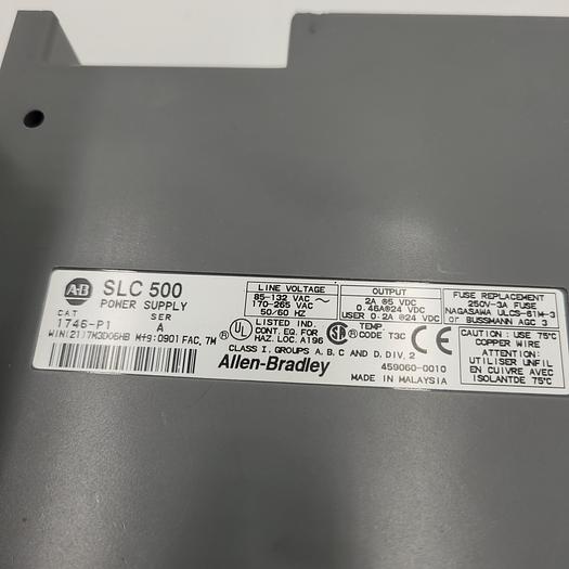 Used ALLEN BRADLEY SLC 500 POWER SUPPLY 1746-P1 SER A