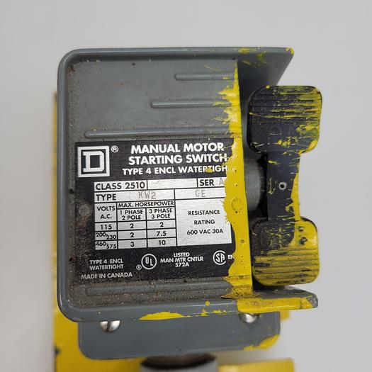 Used MELTRIC Decontactor 30A-50A 33-34043 Receptacle & Square D MANUAL MOTOR STARTING SWITCH*watertight* class 2510