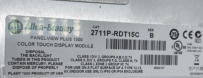 Used Allen-Bradley 2711P-T15C4A8 Ser A