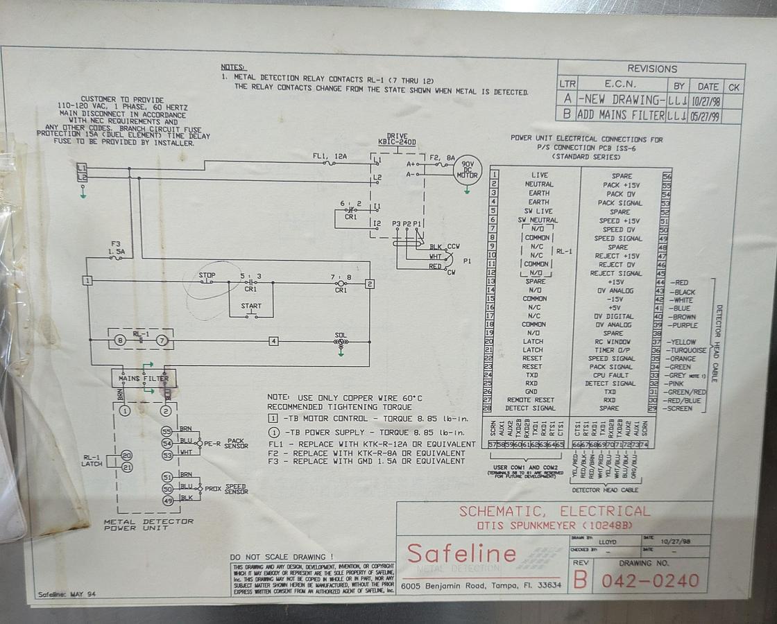 Used safeline metal detector, conveyor, 
