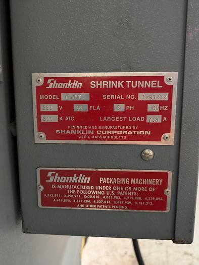 Used Shanklin heat shrink tunnel T-7XL. Tested working cond.