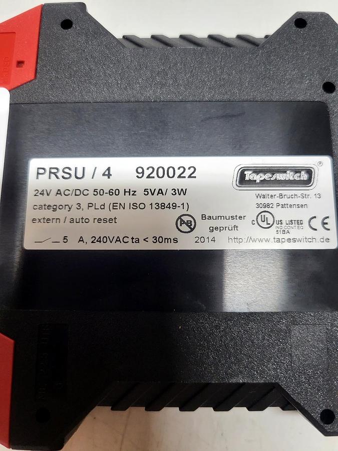 Tapeswitch PRSU/4 920022 nameplate