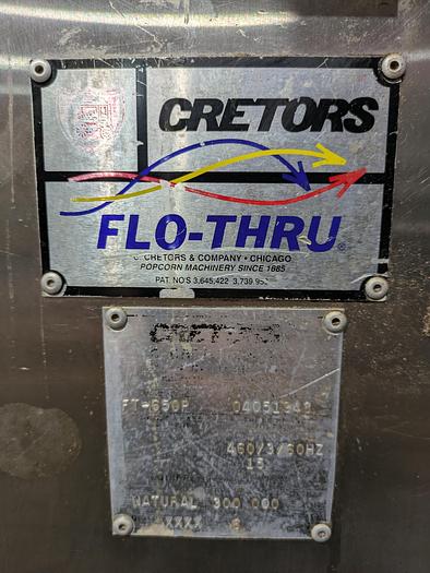 Used Cretors Flo Thru Popcorn popper