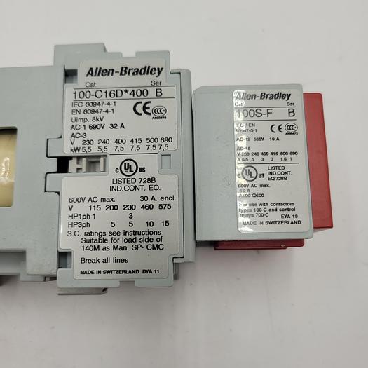 Used ALLEN BRADLEY 100S-C16DJ404C contactor motor control