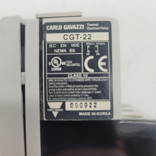 Used Carlo Gavazzi Thermal Overload Relay CGT-22