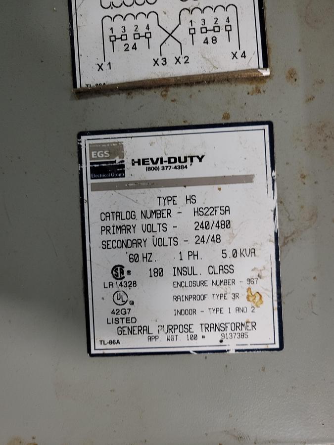 Used Hevi-Duty HS22F5A Transformer