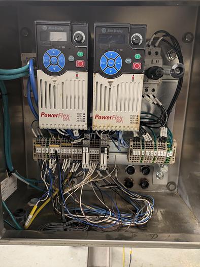 Used conveyor belt, 90 degree, stainless frame