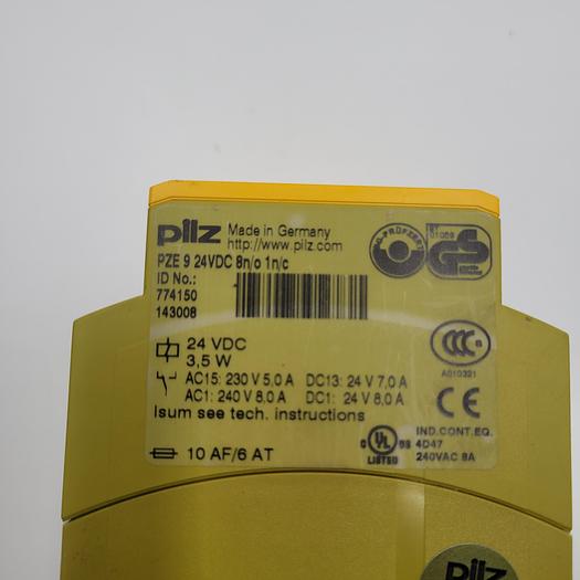 Used Pilz PZE 9 24VDC 8N/O 1N/C Safety Relay, Contact Expansion, 1 or 2 Ch, 24 VDC, 8NO 1NC, Screw, PNOZ Series