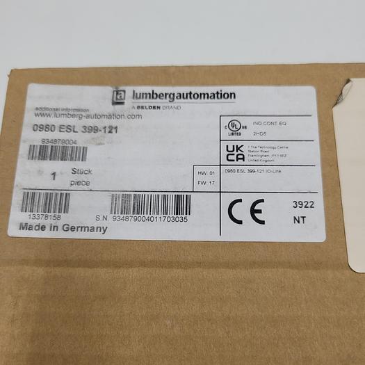 Lumberg Automation 0980 ESL 399-121 ETHERNET / IP IO LINK POWER *NEW & SEALED IN BOX*