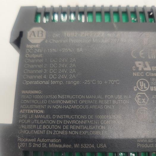 Used Allen-Bradley 4 Channel Protection Module 24V 1692-ZR2222