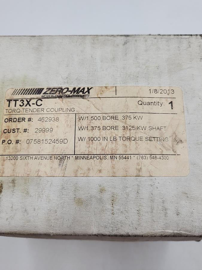 TORQ-TENDER COUPLING Item Number TT3X-C *NEW*