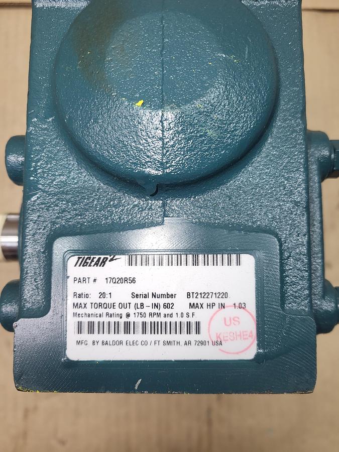 TIGEAR 2 17Q20R56 Right Angle Worm Gear Reducer 17Q20R56 20:1 RATIO ** NEW NO BOX**