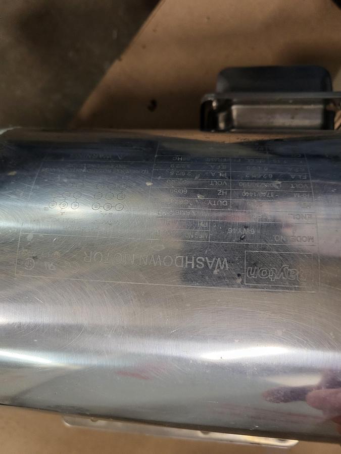 Used Dayton washdown stainless motor TEFC HP: 1.5 - 2 / model 6WY46 / 208 - 230 volts 56HC frame & pump attached