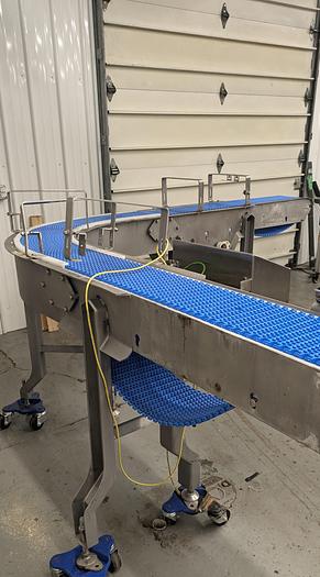 Used conveyor belt, 90 degree, stainless frame