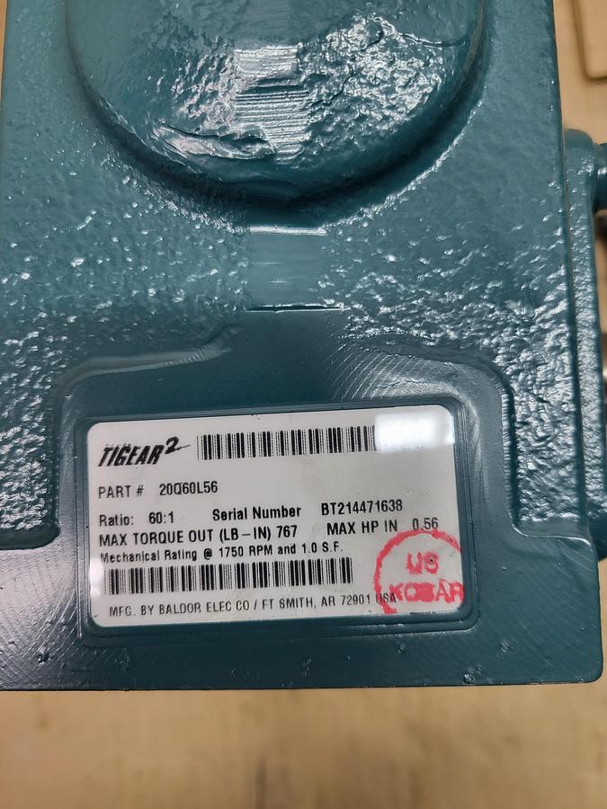 TIGEAR 2 20Q60L56 Right Angle Worm Gear Reducer 60:1 RATIO ** NEW NO BOX**