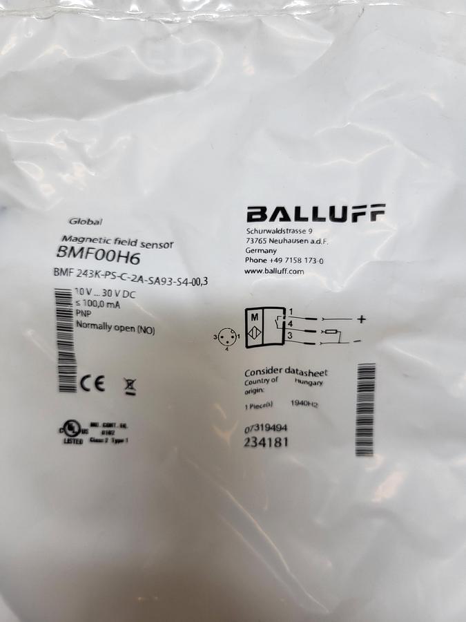 Balluff Magnetic Field Sensor BMF00H6 BMF 243K-PS-C-2A-SA93-S4-00,3