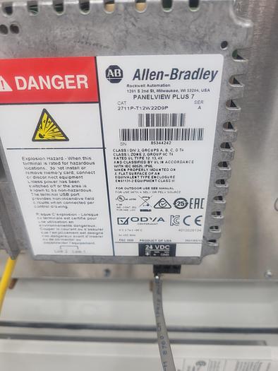 Used Allen-Bradley Panel View Plus 7 2711P-T12W22D9P Ser.A Hoffman HJ1412HWPL2LG Enclosed Power Supply