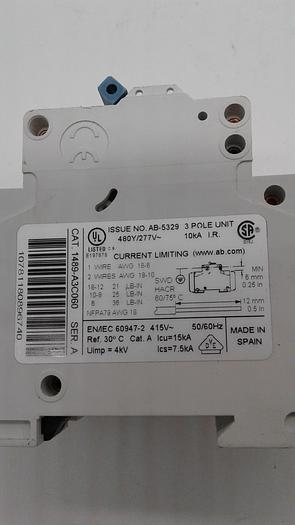 Used Allen-Bradley 1489-A3C060 Current Limiting