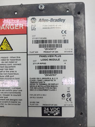 Used Allen-Bradley Panelview Plus 1250 2711P-T204D9 Ser.A
