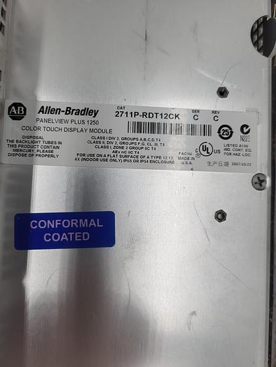 Used Allen-Bradley Panelview Plus 125 2711P-T12C4D6 Ser.A 2711P-RP6 Ser.G