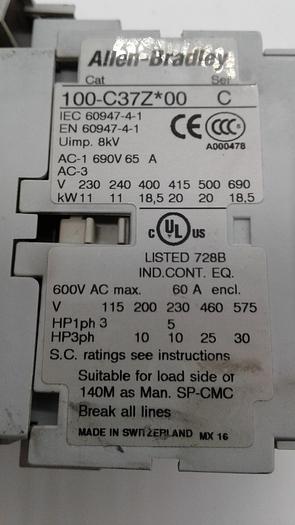 Used Allen-Bradley 100-C37Z*00 C