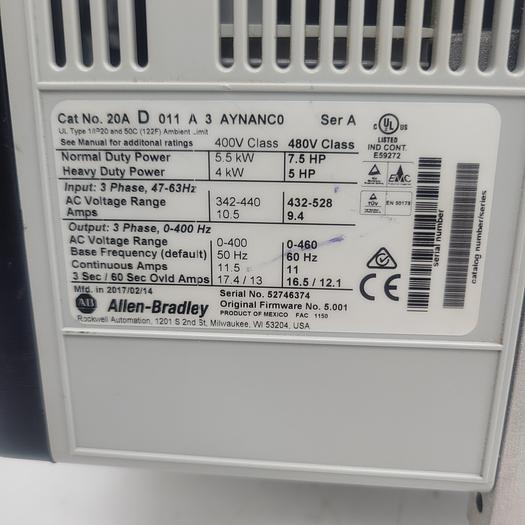 Used Allen-Bradley Power Flex 70 2AD011A3 ATNAC0