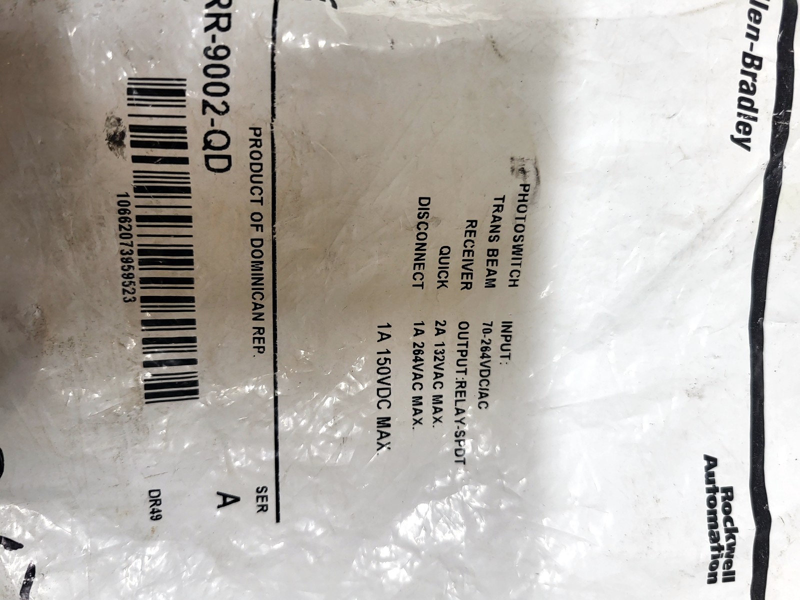 Allen-Bradley / Rockwell Automation 42GRR-9002-QD nameplate