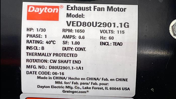 Used Dayton VED80U2901.1G