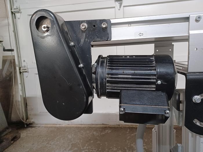 Used Dorner 2200 12" wide 4' long 34" tall PVC belt aluminum frame adjustable legs for height and angle. 277/480 3 phase