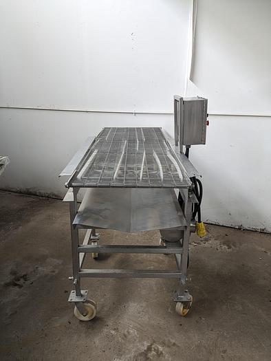 Used Wire Mesh Conveyor stainless steel 24" Wide 70" long 42" tall on wheels with VFD