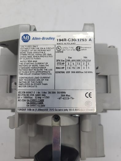 Used Allen-Bradley 194R-C30-1753 Ser.A