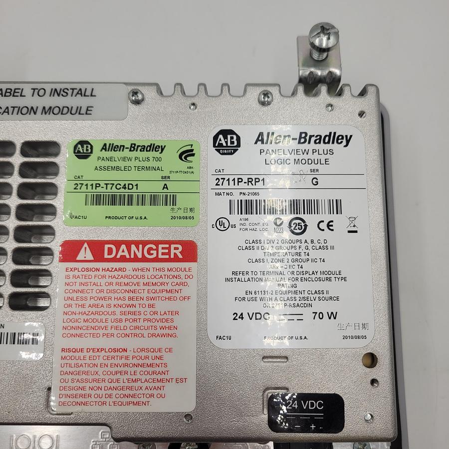 Used Allen Bradley PanelView Plus 700 2711P-T7C4D1 ser A Logic Module 2711P-RP1