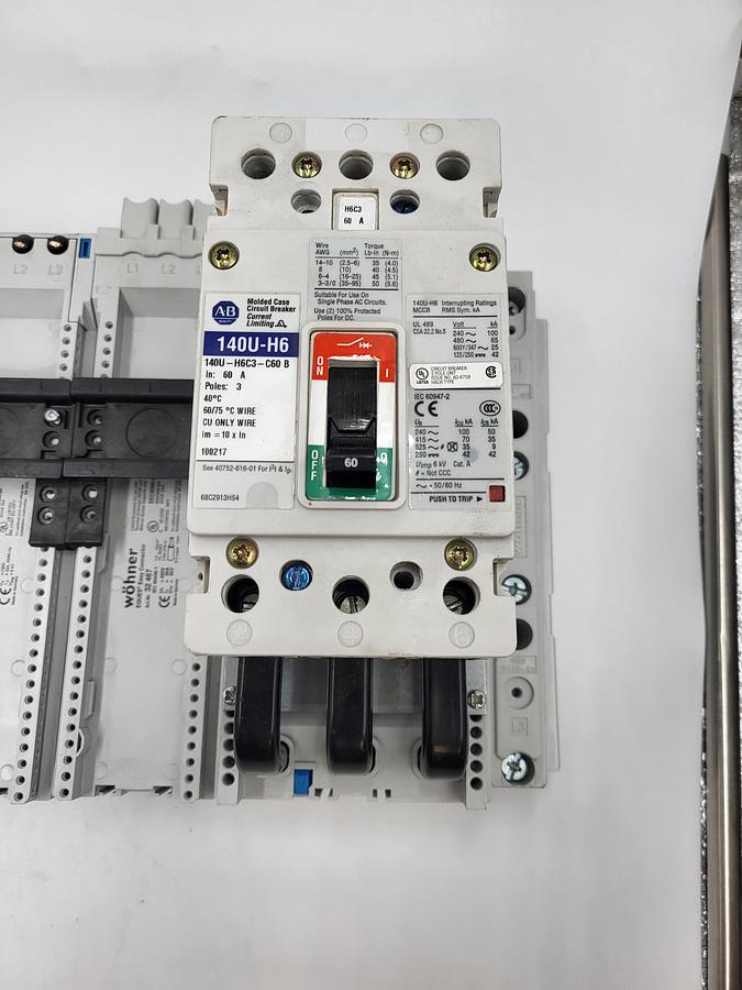 Used Allen Bradley 140U-H6C3-C60 B Circuit breaker & three EEC6032 & one Wohner S620-L
