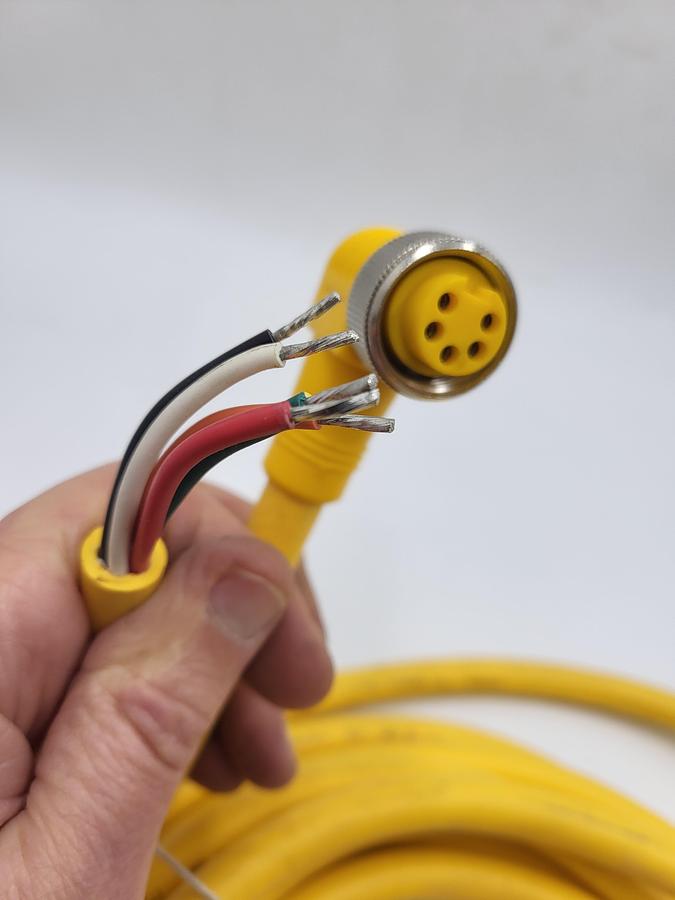Turck yellow 5 meters long 5 pin CORDSET CABLE 101550539 / E206089-01 / 90 deg. end Stoow 5/C