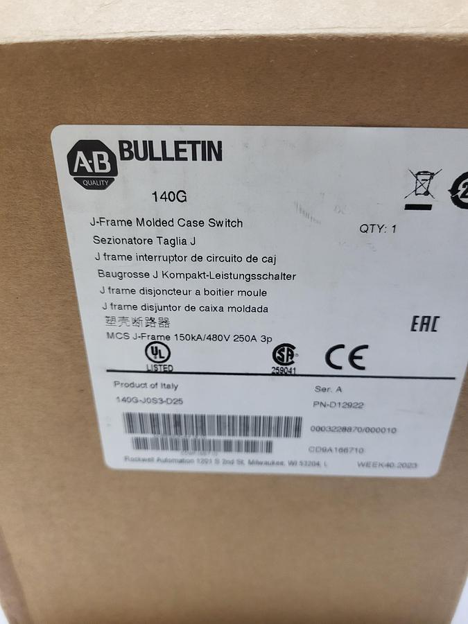 Allen-Bradley Bulletin 140G-J0S3-D25 Ser.A New in Box!