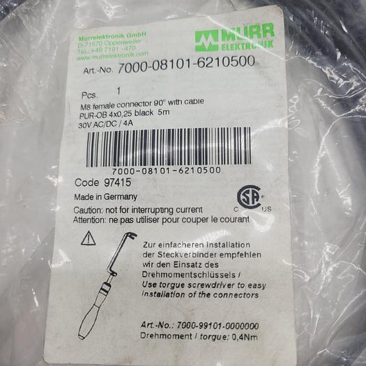 Murr Elektronik 7000-08101-6210500 M8 Female Connector with Cable