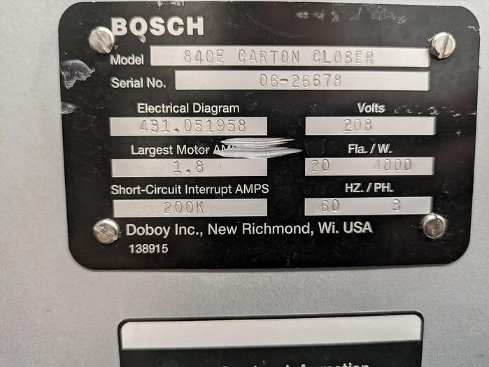 Used Bosch Doboy 840E carton closer