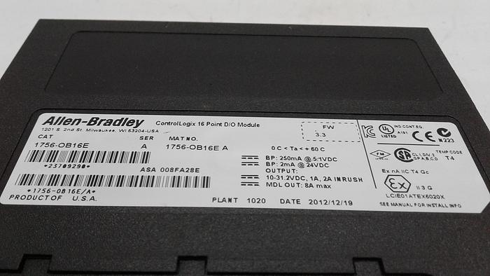 Used Allen-Bradley Control Logix 16 Point D/O Module 1756-OB16E A