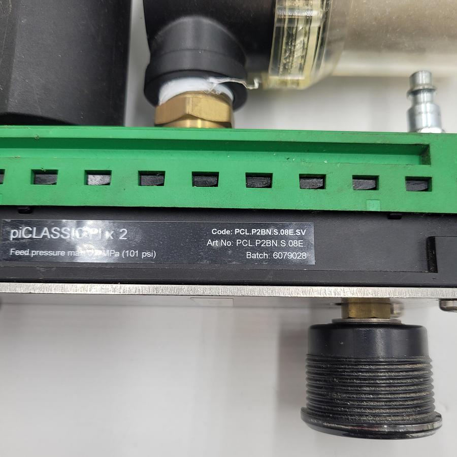 Used PIAB Vacuum pump with silencer PCL.P2BN.S.08E.SV And Vacuum filter 1/2" NPT PP8F.75-X35