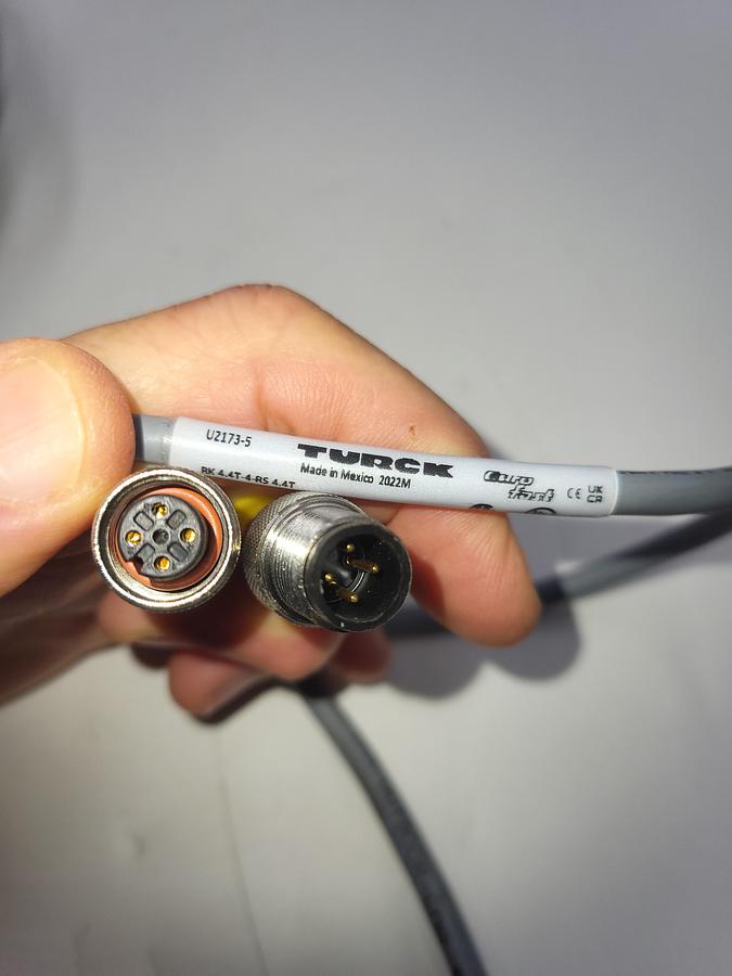 Used Turck Actuator / Sensor Cable Cable U2173-5 M12, Female, Straight, 4-pin M12, Male, Straight, 4-pin