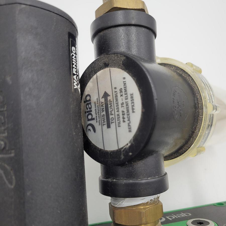 Used PIAB Vacuum pump with silencer PCL.P2BN.S.08E.SV And Vacuum filter 1/2" NPT PP8F.75-X35