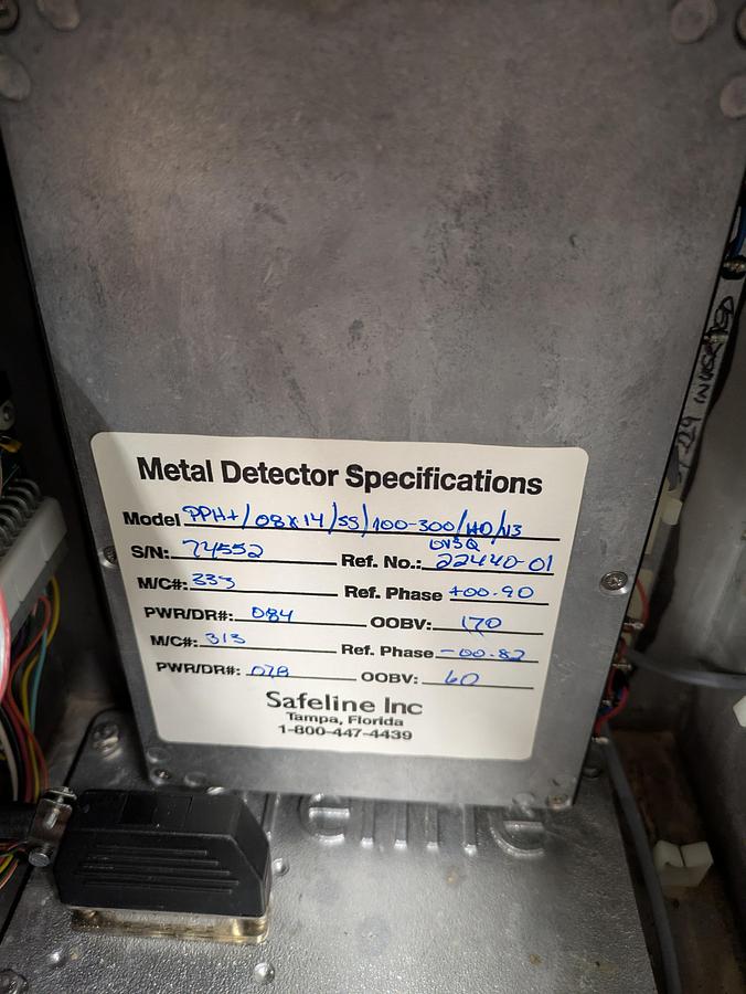 Used safeline metal detector 7-3/4" wide 12-1/4" tall