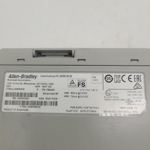 Used Allen-Bradley Compact Guard Logix Ethernet IP 1769-L36ERMS