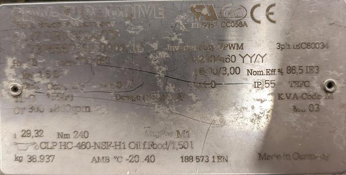 Used coperion 10" metering valve, stainless steel, sew drive